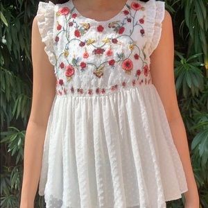 Zara sheer floral embroidered blouse